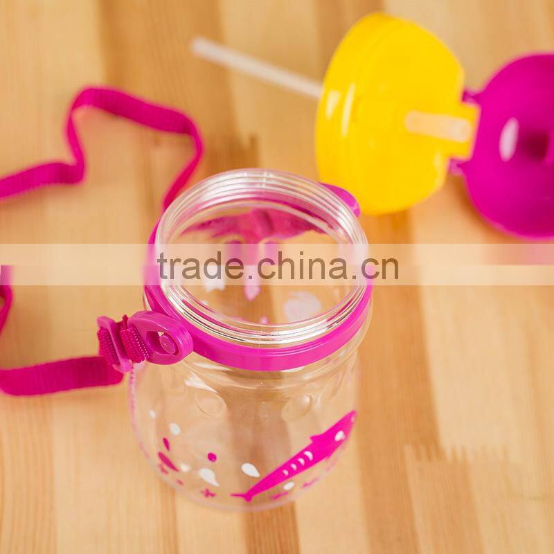 2016 Wholesale sports Plastic Water Bottle with straw/Unique drink bottle bpa free