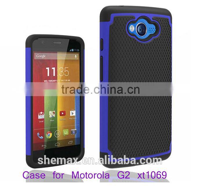 shockproof cover case for motorola moto g2/two in one hybrid back cover for moto g2 xt1069