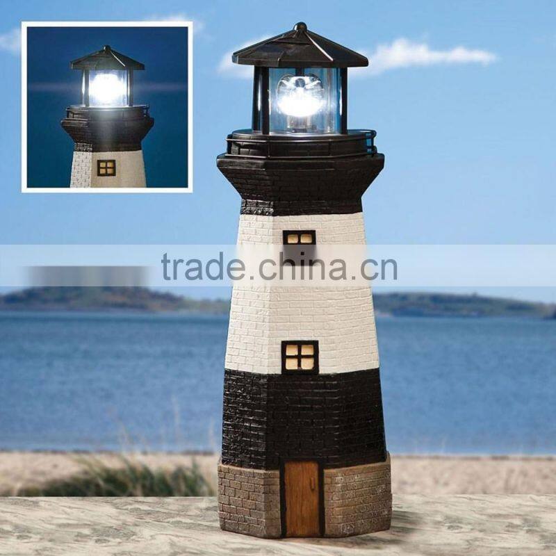 SOLAR POWERED LIGHTHOUSE GARDEN LIGHTHOUSE ORNAMENT WITH ROTATING LED