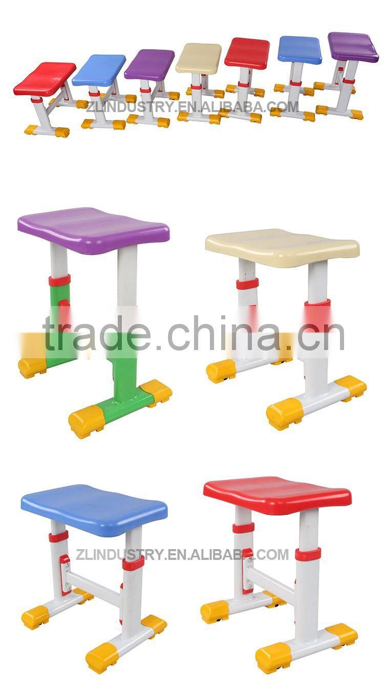 China made steel leg plastic surface school high adjustable stool chairs