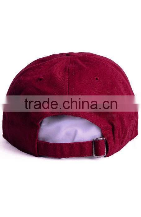 Guangzhou Daijun OEM Hot Sale Embroidered Logo 6 Panel Men And Women Baseball Red Washed Cotton Cap Manufacturer
