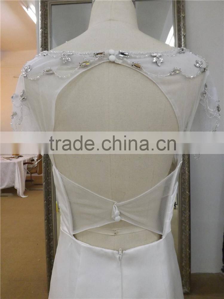 Fashion design high quality mermaid skirt with ruffled design & illusion top chinese wedding dress