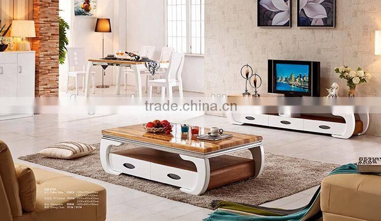 home goods modern marble top wood base coffee table with drawers