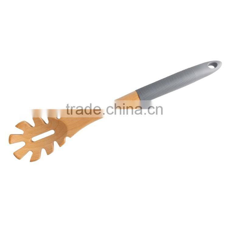 Food Grade Silicone Handle Kitchen Wood Tools Set Of 7