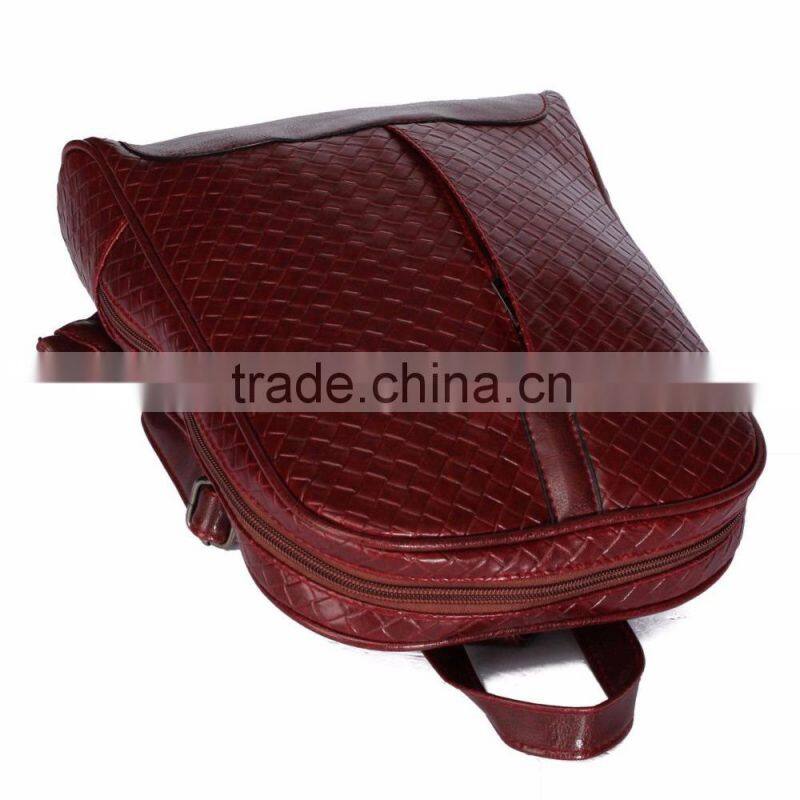 Luxury Women Girls Leather Woven Backpack Campus Shoulder Bag Bookbag Satchel