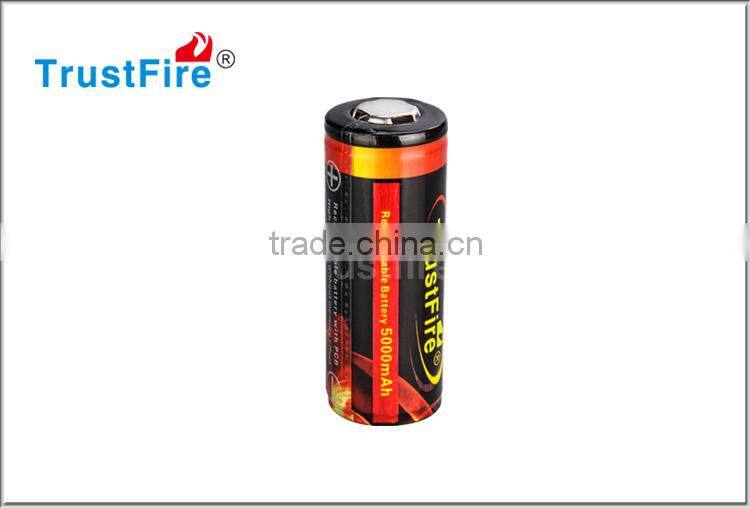 Trustfire portable 26650 5000mah 3.7V li-ion Rechargeable cell batteries with nipple top(1pcs)