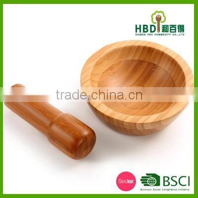 Best selling premium fashion bamboo wooden mortar and pestle set