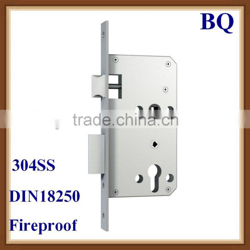 304 Stainless Steel Fireproof Euro Standard Anti-Panic Mortise Lock Body with 60 72mm Hole Distance