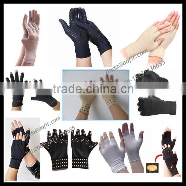 2016 best selling heated fingerless Compression Arthritis Gloves copper gloves