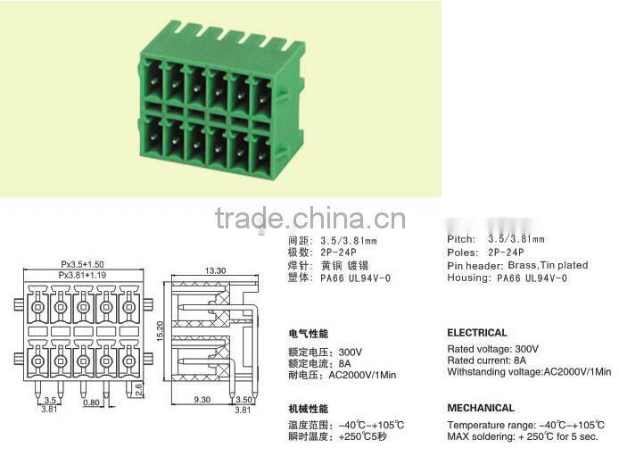 Pluggable PCB Terminal Blocks KF 2EDGKRG/KVG-3.5mm2x5P connector