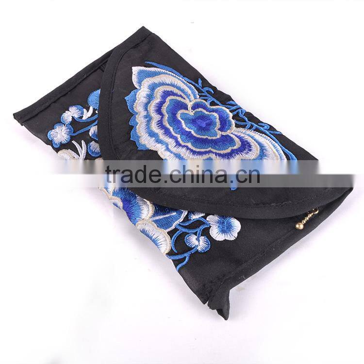 2016 new style women clutch bag embroidery coin purse mobile phone bag