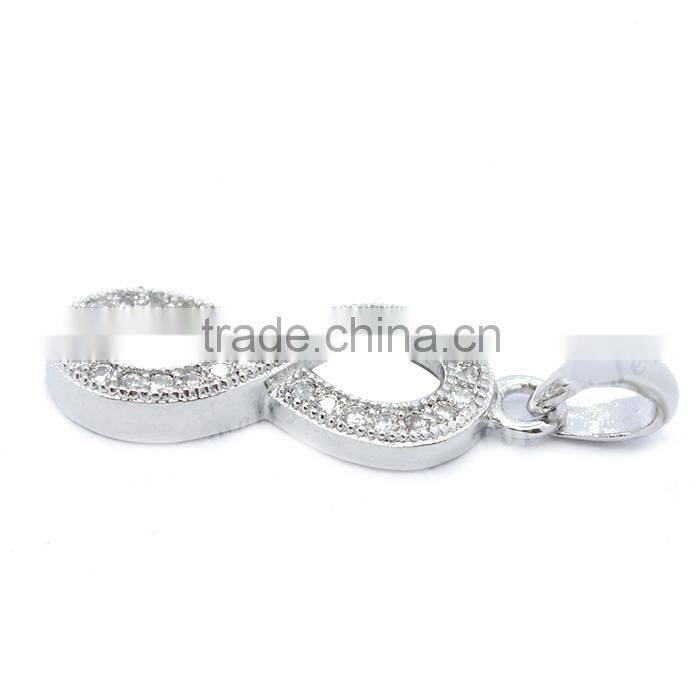 Zircon pendant arabic numeral shape silver pendant micro pave setting