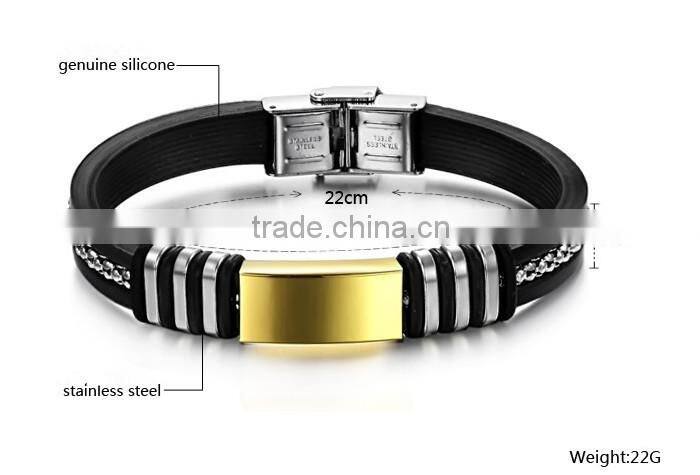 2014 Popular stainless steel and silicone bracelet for men