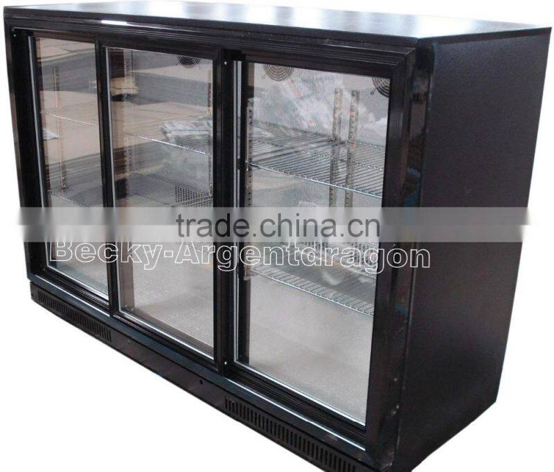 Desktop mini refrigerator with sliding doors