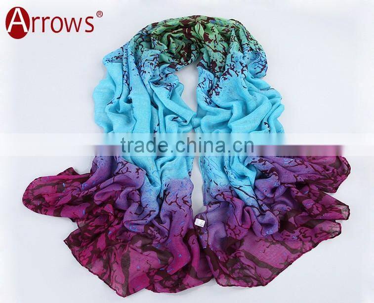 180*80cm Women's Viscose Voile Crinkle Scarf Big Rose Print Wrap Sexy Coral Pattern