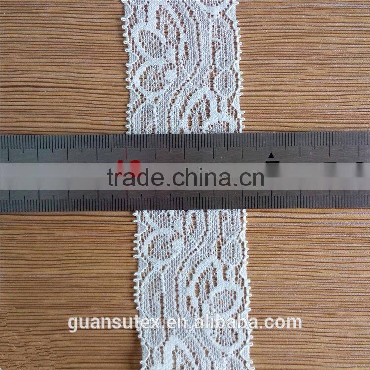 White Nylon Elastic Trimming Lace Fabric For Borders Decorations
