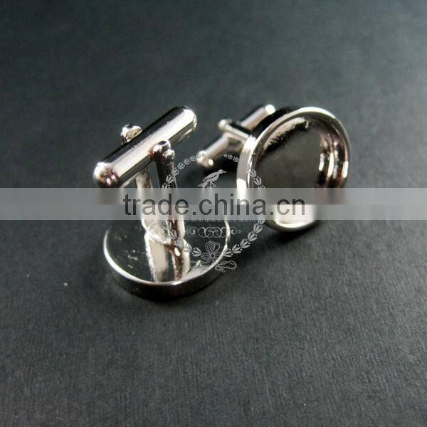 16.5mm setting size steam punk watch movement silver DIY base tray French cufflink supplies cuff link findings 1500028