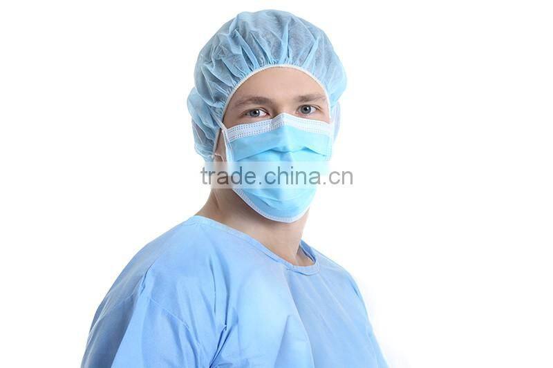 Prohibit Hypoallergenic Surgical Mask - Hypoallergenic Disposable Face Mask, With Ties, Blue