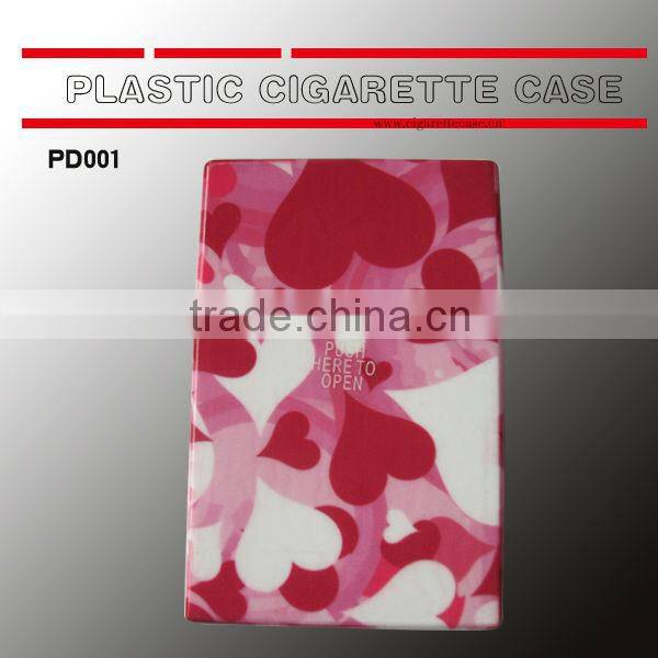 Hot sell new design heart style plastic cigarette case/box/holder for 85mm cigarettes pack