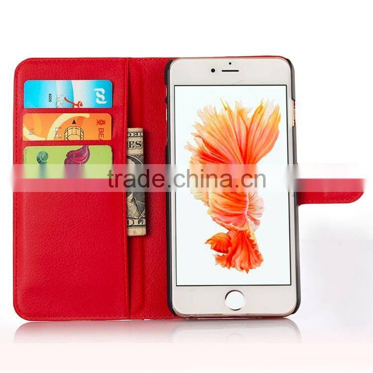 LITCHI TEXTURE Soft Wallet LEATHER Case Stand PU Leather Case For IPHONE 6/6S PLUS FLIP LEATHER BUSINESS MUTIFUNCTIONAL CASE