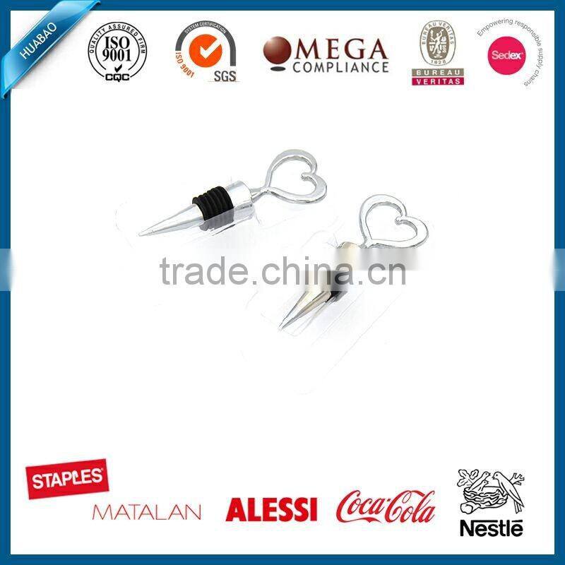 Elegant heart shape stainless steel wine bottle stopper metal bottle cap wine stopper