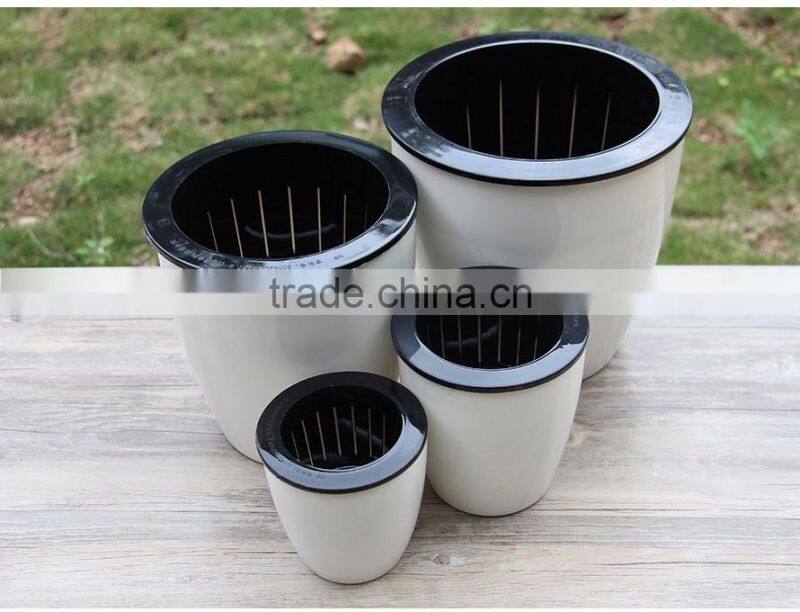round colorful self watering flower pot