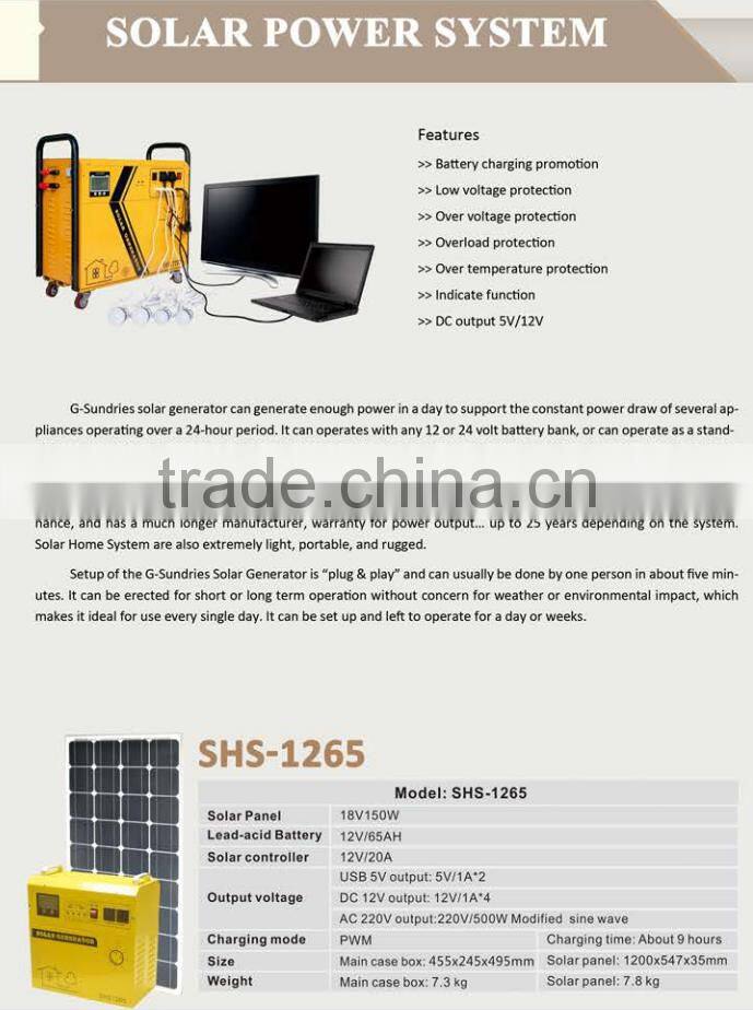 portable mobile solar power generator charger system in bag for sale