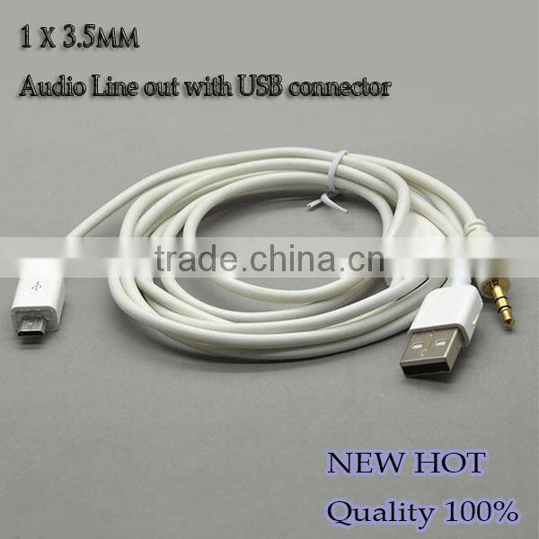 New 3.5mm digital audio cables micro usb adapter charger for samsung s3 s4 aux car audio line