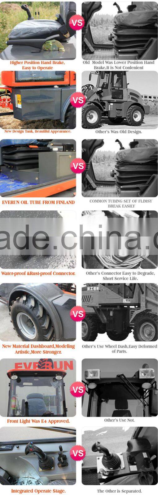 Everun Brand Snow Removal Tools 1.5 Ton Small Wheel Loader With Snow Blower