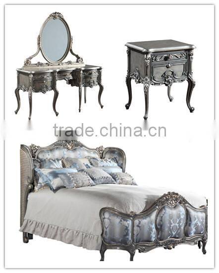 Unique Design Sleigh Bed With Wing Back Headboard, Replica French Style Palace Living Room Furniture