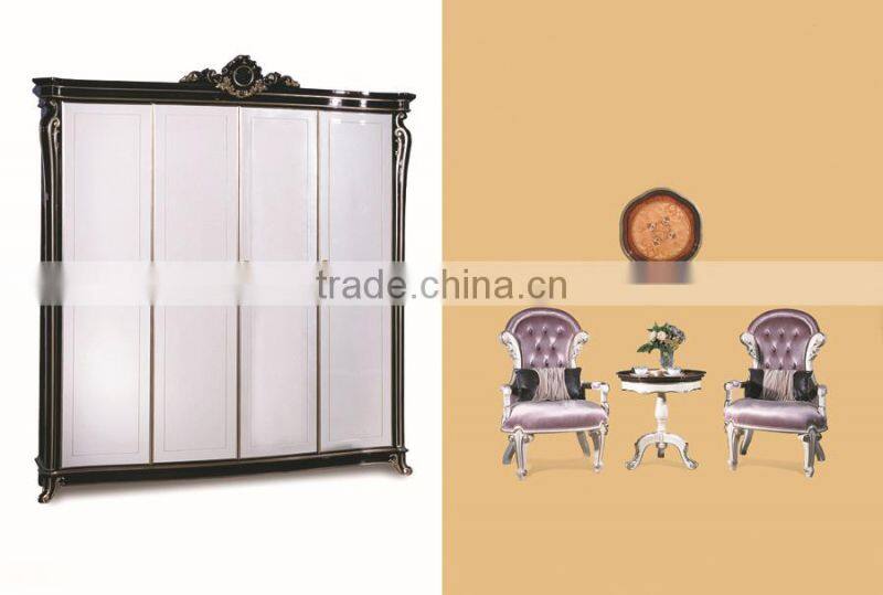Bisini Wardrobe Furniture, Luxury Hand Carved European Style Classic Wooden Bedroom Furniture Set Wardrobe