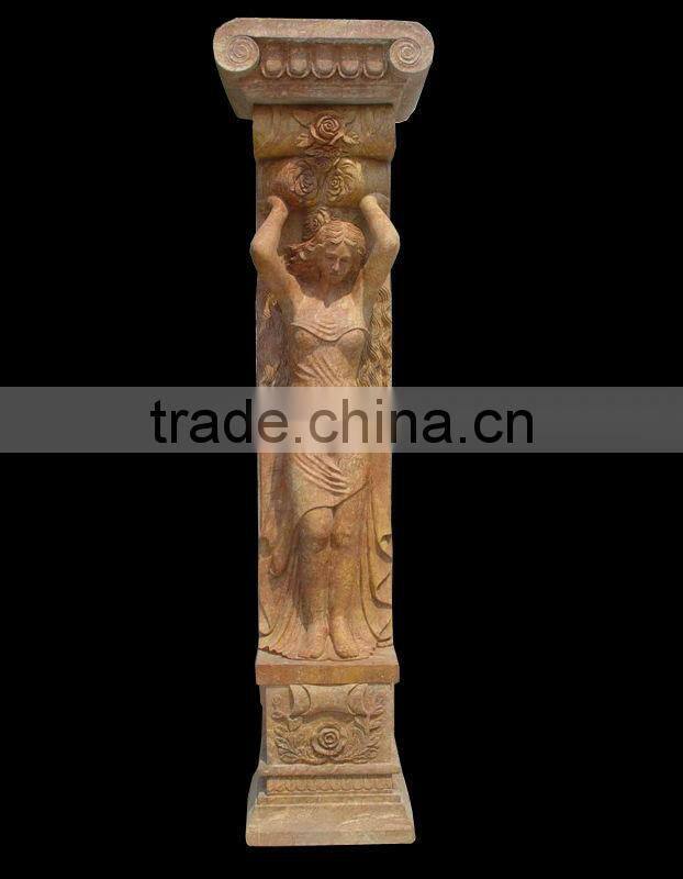 Sunset Red Marble Statue Carving Column