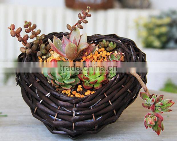 Home design handmade heart shape wicker baskets for plants