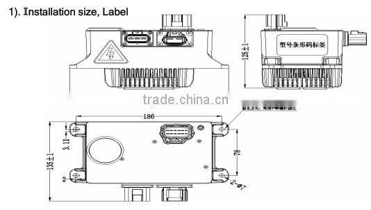 1.8kw waterproof HF PFC battery charger with auxiliary output power
