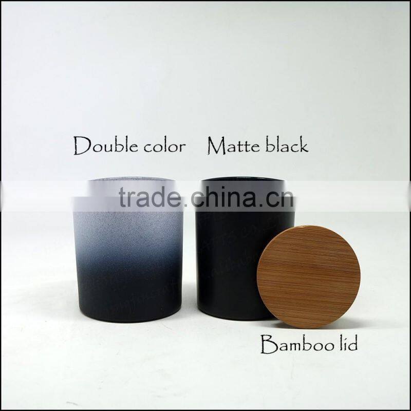 Clear round glass candle jars candle holders with bamboo lid