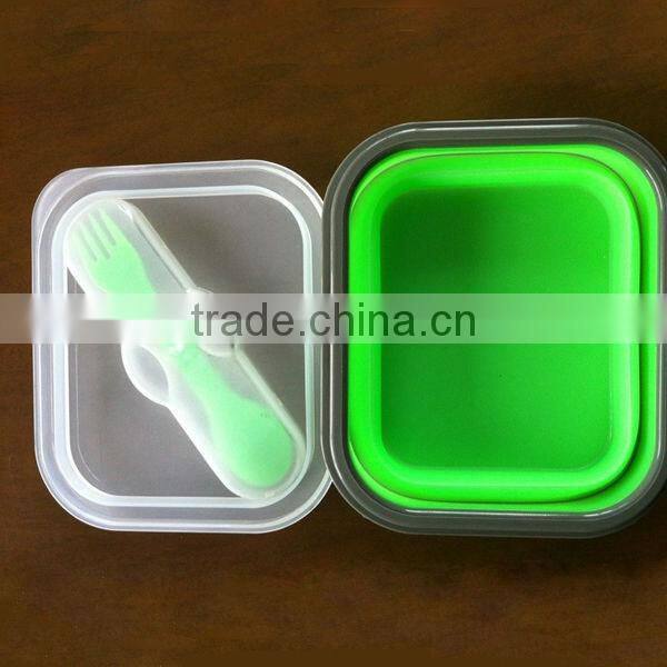 Hot! FDA/ LFGB food grade flexible microwave oven heated safe square silicone lunch box