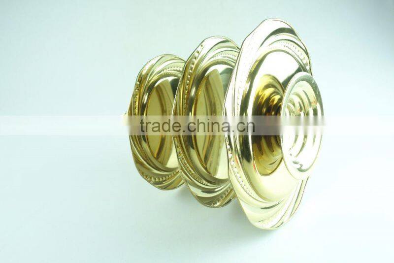 stainless steel three layer metal fruits plate leaf decoration and clourful