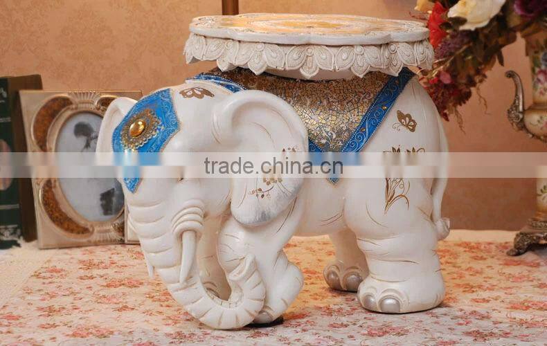 2014 New Products Home Decoration White Resin Elephant Sculpture