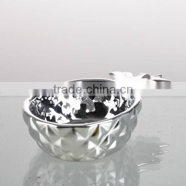 top grade electroplate silver color ceramics pineapple salod bowl