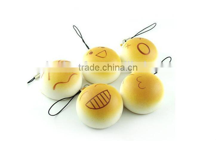 best gift for christmas artificial imitated fake key replica faux lovely Silicone bread food pendant phone chain