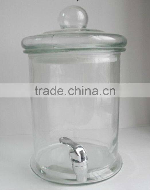 PJ22 clear cylinder glass beverage dispenser with tap