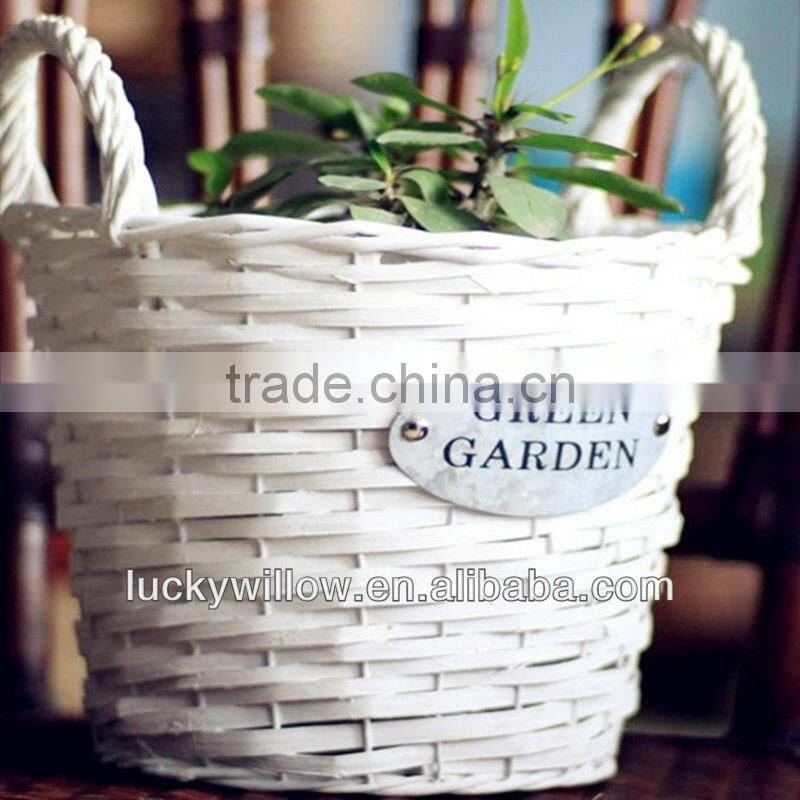 willow woven white wicker garden basket