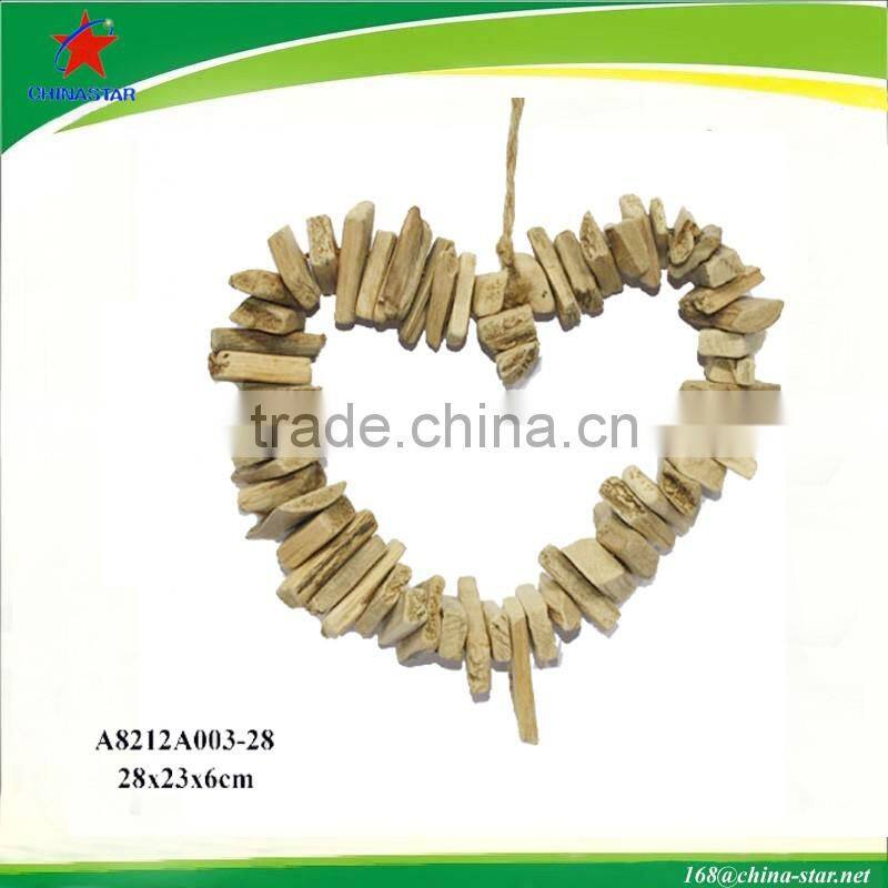 natural wood hanging heart rings