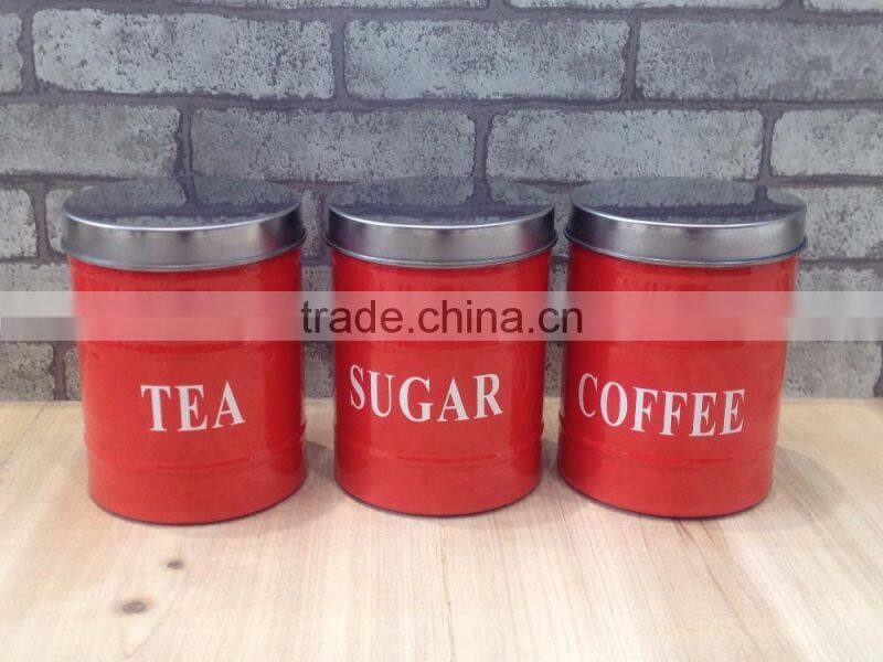 Home Decorative Metal Sealed Coffee Tea Sugar Canister Kitchen Tin Jar