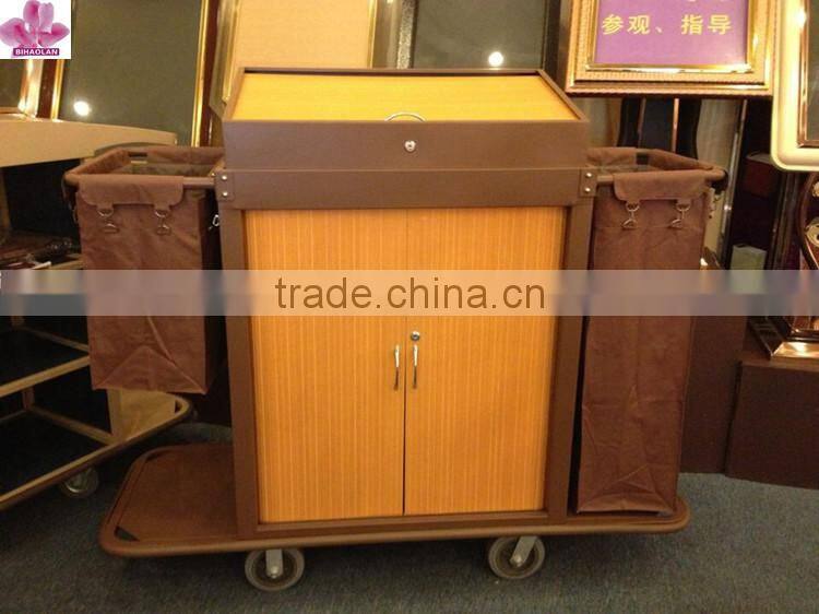 Stainless steel housekeeping trolley cleaning cart for hotel