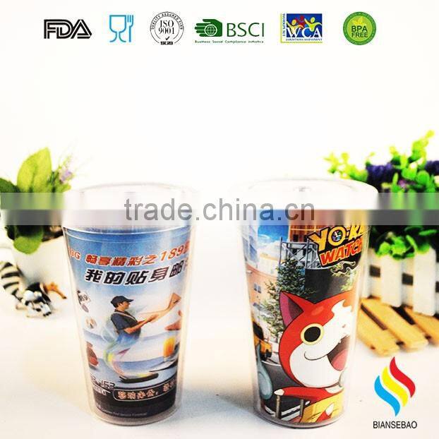 customized logo AS plastic tumbler with straw for promotional