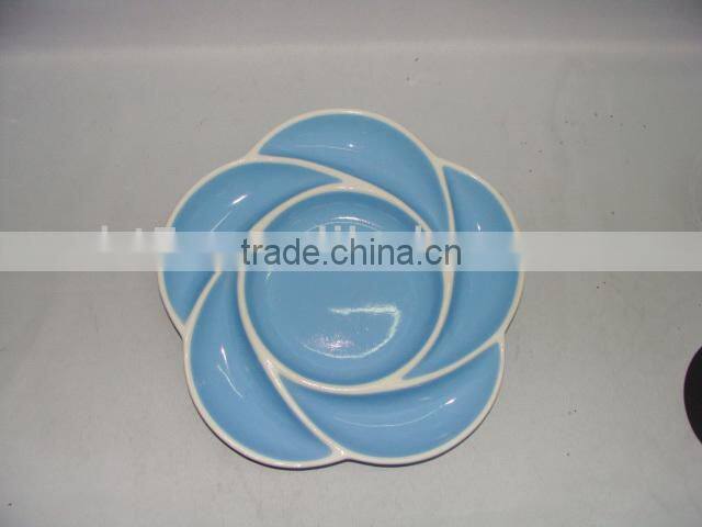 triangle white ceramic divided dinner plate