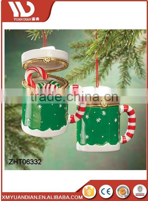 Hand painted Ceramic cup design jewelry box Chrismas Decoration