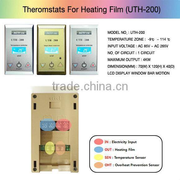 Korean thermostat for heating film & heating cable (temperature controller, temperature regulator) UTH-300(2 Circuits)
