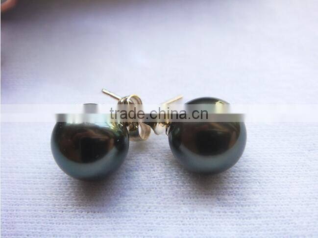 AAA 10-11mm Perfect round tahitian pear earrings